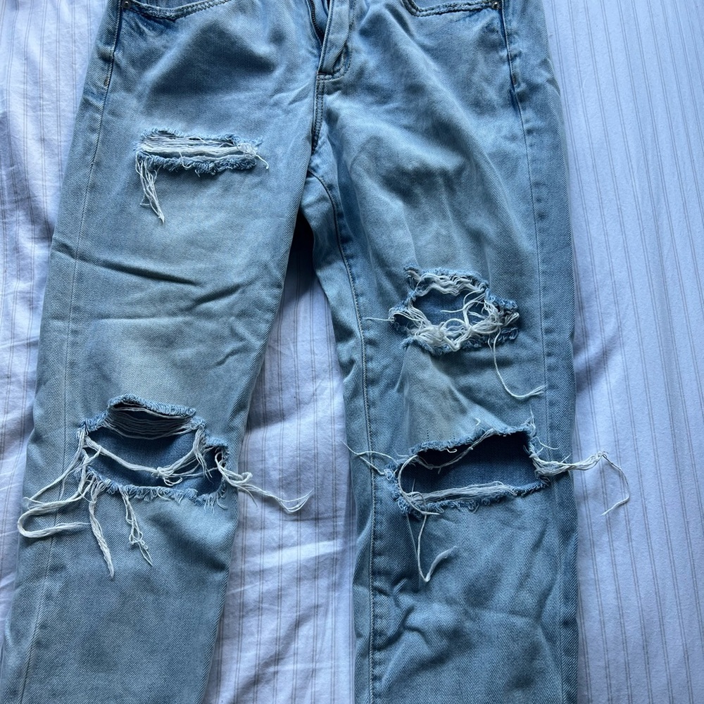 Garage Distressed Light Blue Mom Jeans